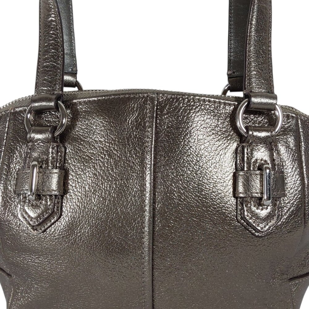 NWT Coach Metallic Gunmetal Mini Chelsea Leather Satchel Bag Edgy/Glam/Statement - Picture 7 of 9